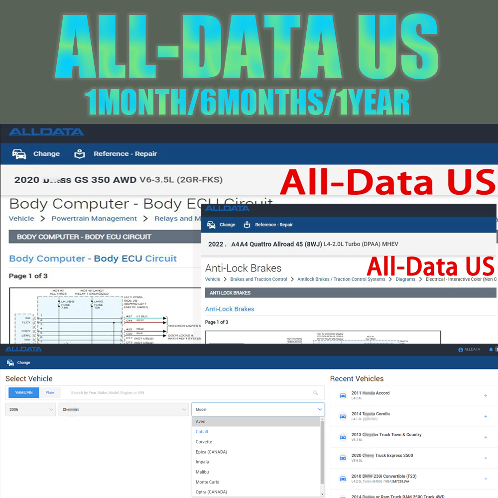 Workshop Tools Diagram - NEW Online Login Account Alldata US